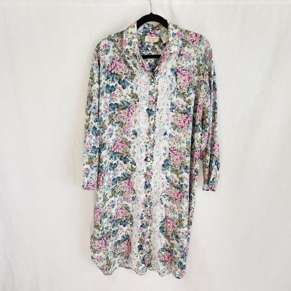 VINTAGE Y2K Victoria's Secret Gold Label White Floral Dress/Nightgown Size M/L. - Picture 1 of 16